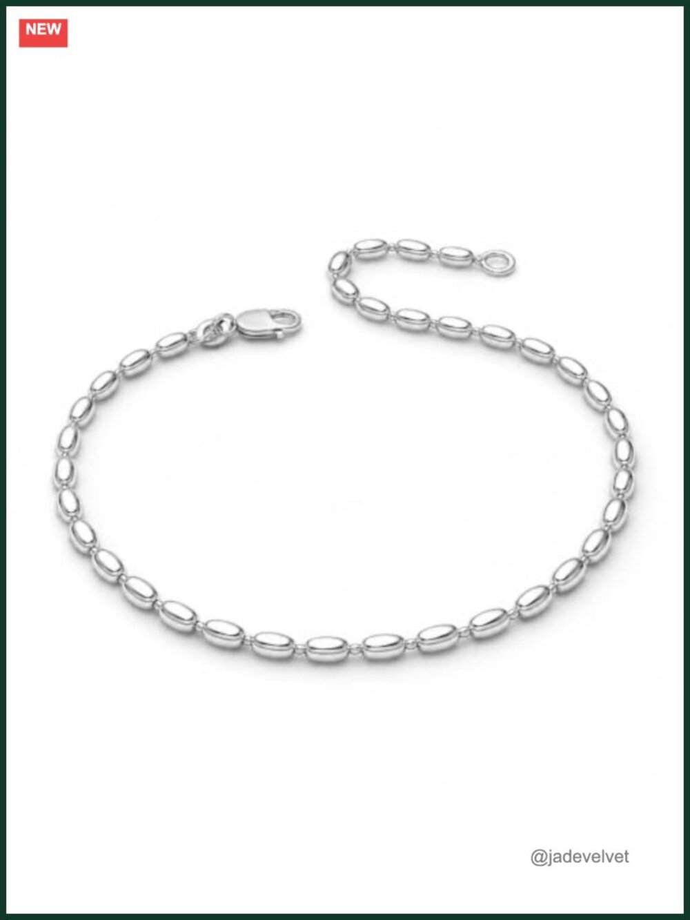 925 Sterling Silver Oval Bead Ball Chain Anklet for Women - Beach Foot Jewelry